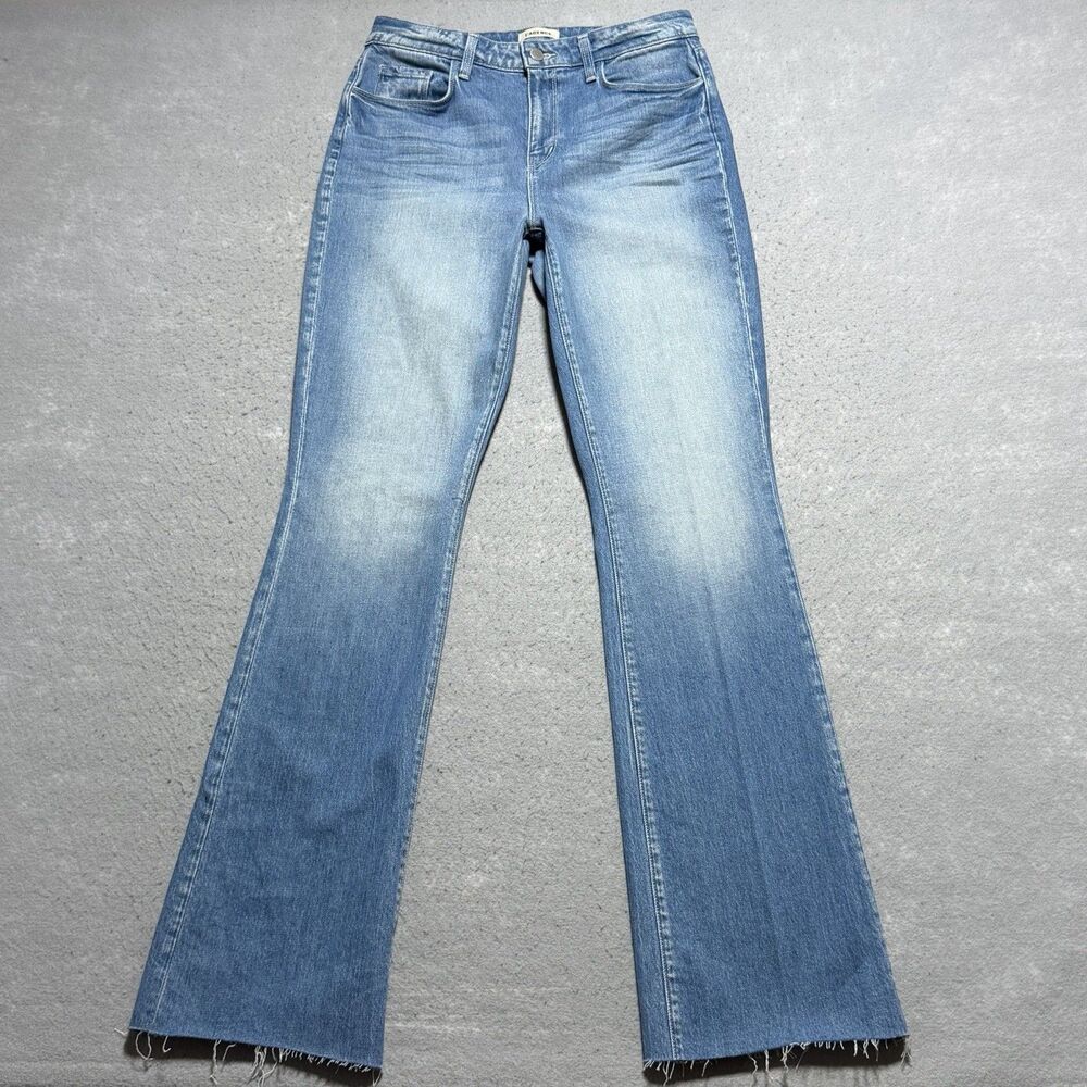 L'AGENCE Jeans Women’s Size 30 Blue High Rise Straight Light Wash Raw Hem